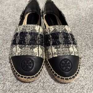 Tory Burch Black and Cream Espadrilles